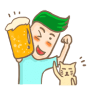 Mr. green hair & sleepy cat (Eng) sticker #1804974