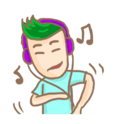 Mr. green hair & sleepy cat (Eng) sticker #1804975