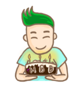 Mr. green hair & sleepy cat (Eng) sticker #1804977