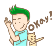 Mr. green hair & sleepy cat  (Eng) sticker #1804978