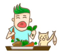 Mr. green hair & sleepy cat (Eng) sticker #1804980