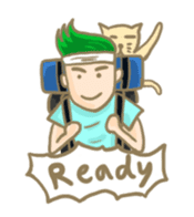 Mr. green hair & sleepy cat (Eng) sticker #1804981