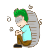 Mr. green hair & sleepy cat  (Eng) sticker #1804982
