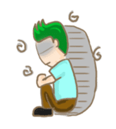 Mr. green hair & sleepy cat (Eng) sticker #1804982