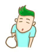 Mr. green hair & sleepy cat (Eng) sticker #1804985
