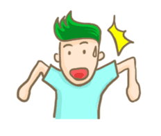 Mr. green hair & sleepy cat (Eng) sticker #1804986