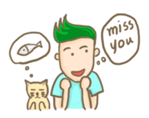 Mr. green hair & sleepy cat  (Eng) sticker #1804987
