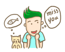 Mr. green hair & sleepy cat (Eng) sticker #1804987