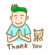 Mr. green hair & sleepy cat (Eng) sticker #1804988