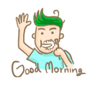 Mr. green hair & sleepy cat (Eng) sticker #1804989