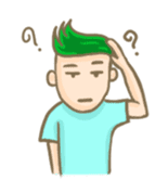 Mr. green hair & sleepy cat (Eng) sticker #1804991