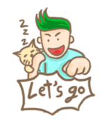 Mr. green hair & sleepy cat (Eng) sticker #1804992