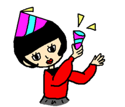 Noriko girl of black hair sticker #1821630