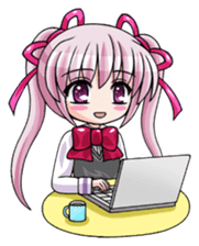 Twin tail hair moe girl sticker #1829069