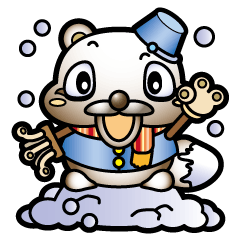 Muddy snow raccoon dog