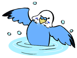 writing brush yuru-budgerigar sticker #1885665