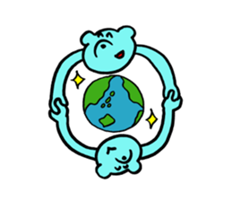 Blue bear and bird. sticker #1909875