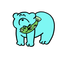 Blue bear and bird. sticker #1909884