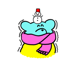 Blue bear and bird. sticker #1909885