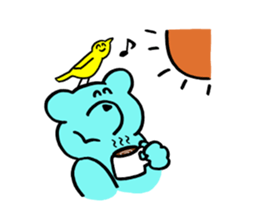Blue bear and bird. sticker #1909889