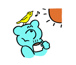 Blue bear and bird. sticker #1909889