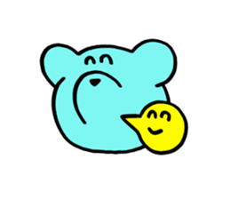 Blue bear and bird. sticker #1909897