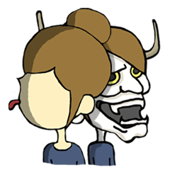 The girl with the mask of a demon