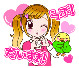A parakeet and girl sticker #1924142