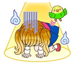 A parakeet and girl sticker #1924143