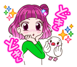 A parakeet and girl sticker #1924145