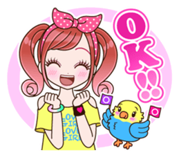 A parakeet and girl sticker #1924146