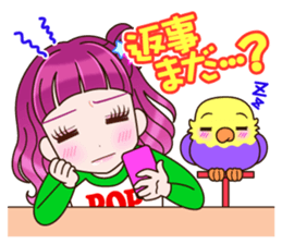 A parakeet and girl sticker #1924149