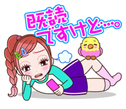 A parakeet and girl sticker #1924150