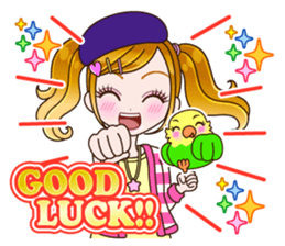 A parakeet and girl sticker #1924156