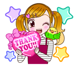 A parakeet and girl sticker #1924157