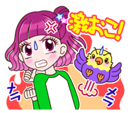 A parakeet and girl sticker #1924162