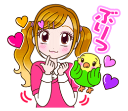 A parakeet and girl sticker #1924164