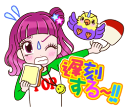 A parakeet and girl sticker #1924169