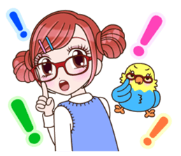 A parakeet and girl sticker #1924173