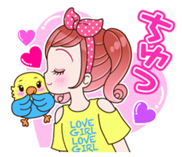 A parakeet and girl sticker #1924176