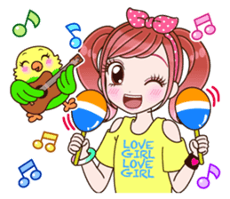 A parakeet and girl sticker #1924178