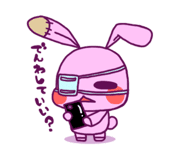 A girl and rabbit with a patched eye sticker #1932069