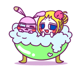 A girl and rabbit with a patched eye sticker #1932072