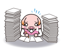 Office worker BOO of a pretty pig sticker #1943402