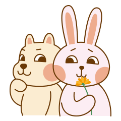 Happy life of pink rabbit and shiba inu