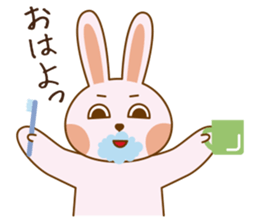 Happy life of pink rabbit and shiba inu sticker #1944879