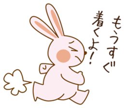 Happy life of pink rabbit and shiba inu sticker #1944891