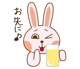 Happy life of pink rabbit and shiba inu sticker #1944893