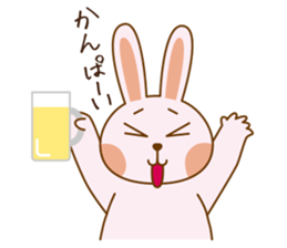 Happy life of pink rabbit and shiba inu sticker #1944894