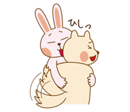 Happy life of pink rabbit and shiba inu sticker #1944906